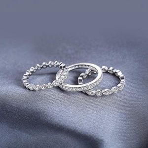 3 Infinity 925 Sterling Silver Rings Set